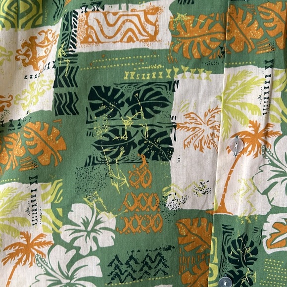 Vintage Howie Made in Hawaii Green Hawaiian Button Front Shirt Size Large - Picture 4 of 13